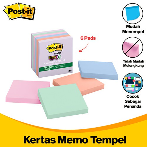 

STICKY NOTES KERTAS MEMO TEMPEL TUMPUK 76X76 3M POST IT 654 6 SSNRP 390 LBR