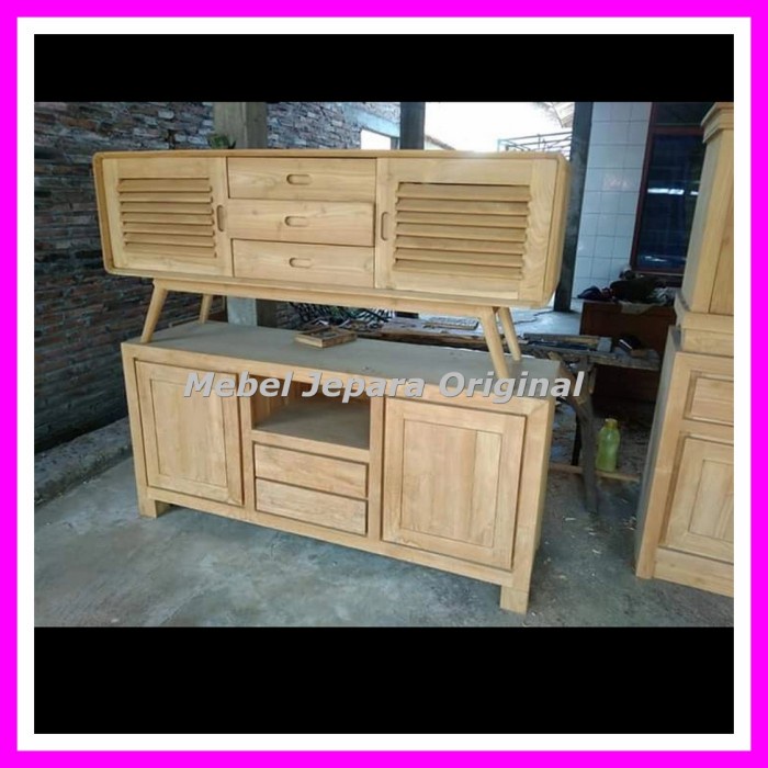 Bufet Retro Kuno Jati - Meja tv Minimalis Kayu Jati Mentahan Jepara Original