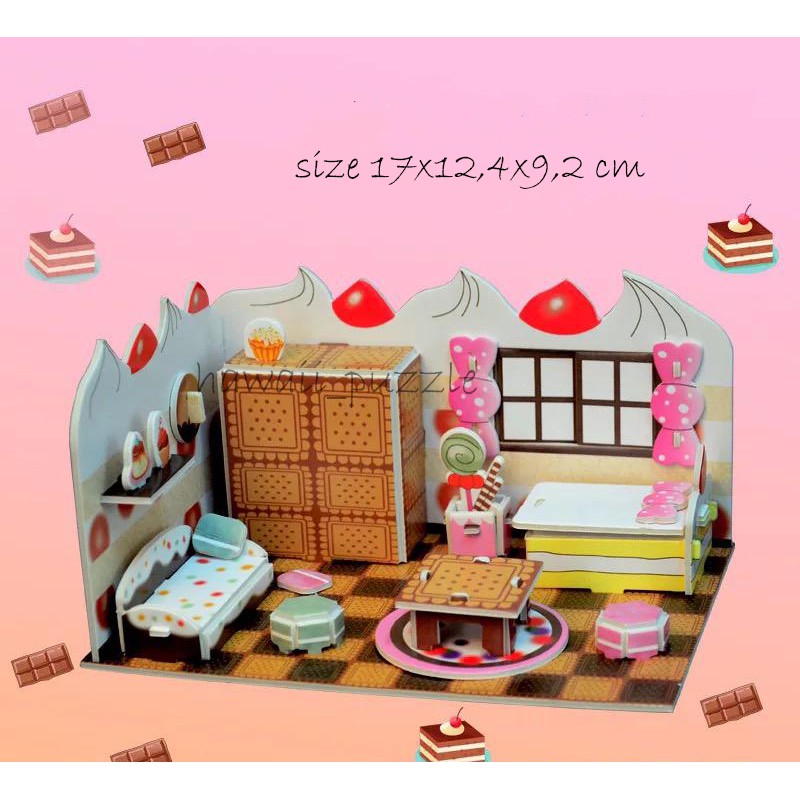 Puzzle 3D DIY bahan foam &amp; paper LIVING ROOM mainan puzzle edukasi anak (kado,pajangan,dekorasi)