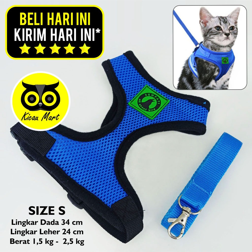 CAT HARNESS ROMPI BAJU KUCING CAT HARNES CAT LEASH ROMPI KUCING HARNESS + TALI TUNTUN ROMPI BAJU KUCING ANJING MURAH CAT DOG LEASH SIZE S SEMPATI SRMP