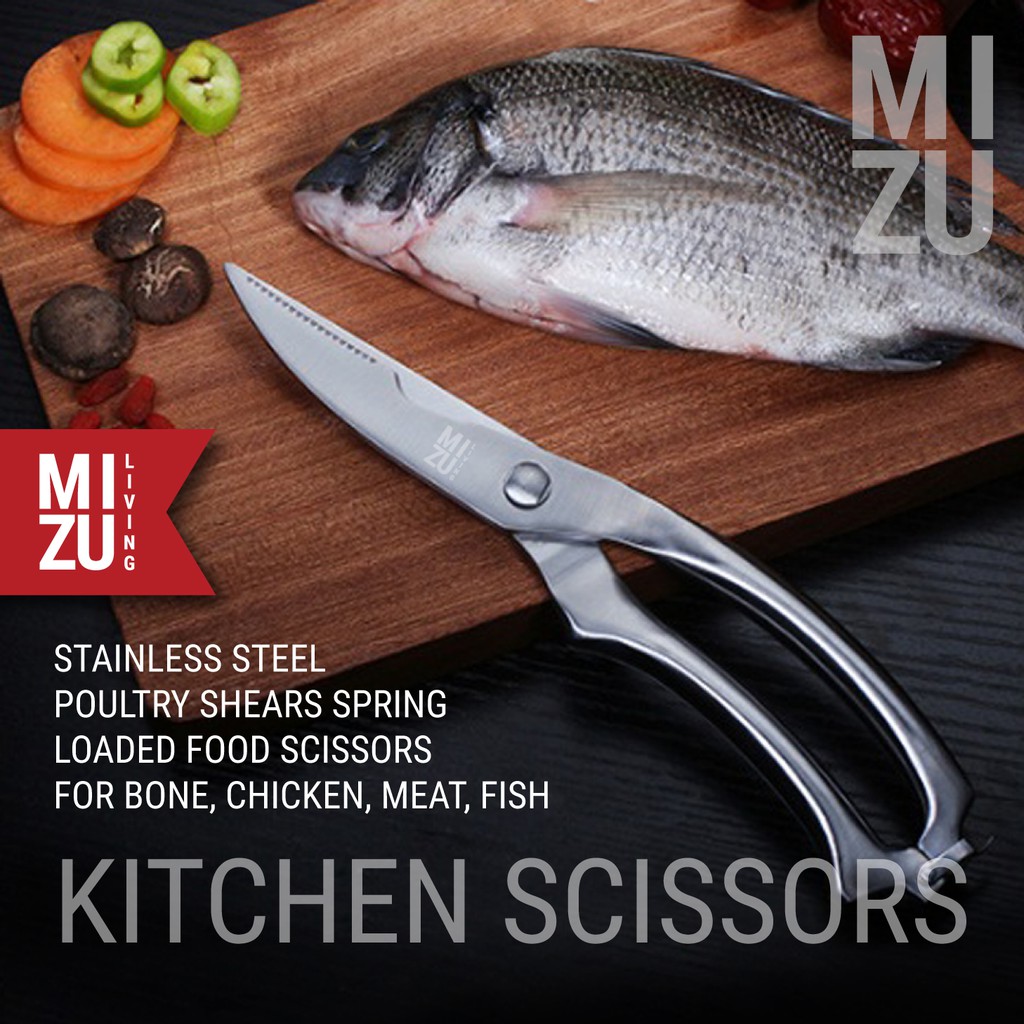 MIZU HONEHASAMI Meat Bone Fish Cutting Scissors Gunting Dapur Pemotong Tulang Daging Stainless Steel