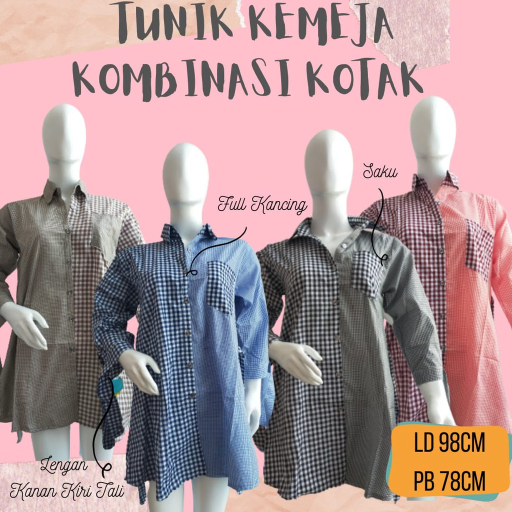 Tunik Kemeja Kombinasi Kotak