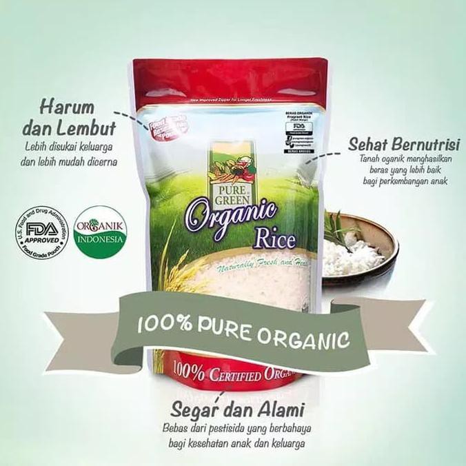 

BERAS- PUREGREEN ORGANIC RICE BERAS ORGANIK PULEN WANGI (FRAGRANT RICE) 1 KG -UNGGULAN.