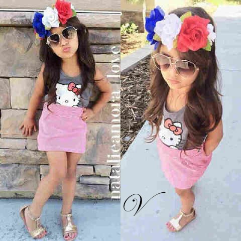 set kids anak kecil cewek lucu hawai hk kid / setelan anak baju dan rok spandex terlaris