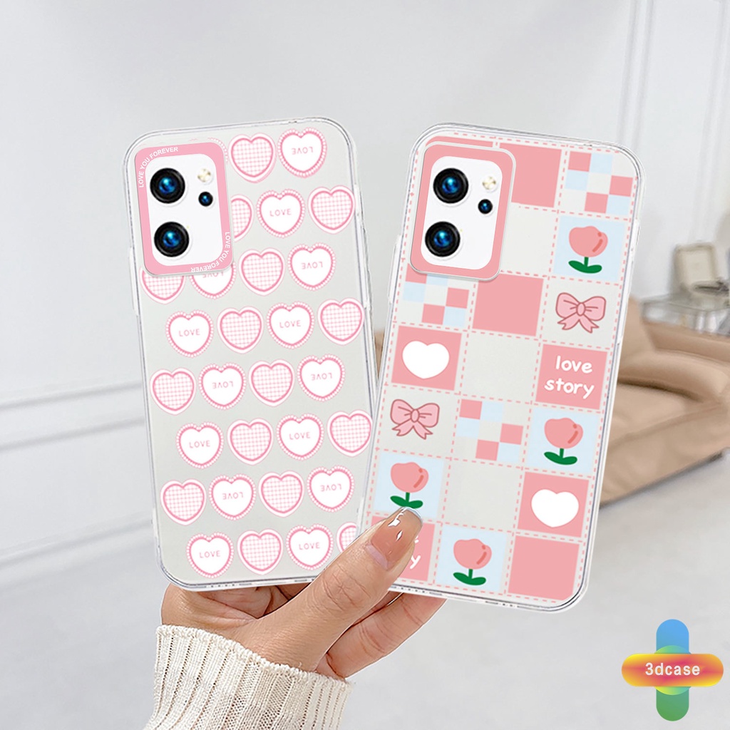 Case HP OPPO A16 A95 A57 A55 A7 A15 A54 A5S A3S A76 A96 A5 A9 A31 A53 A33 2020 A12 A1K A16E A16K A54S Reno 7 5 4 6 8 5F 5K 4F 4 5 06 Lite A74 A15S A52 A11K A92 A35 A11 A93 A32 A72 A94 A53S F19 F17 21 PRO A16S A77 A57S A57E Pink Love Heart Transparent Case