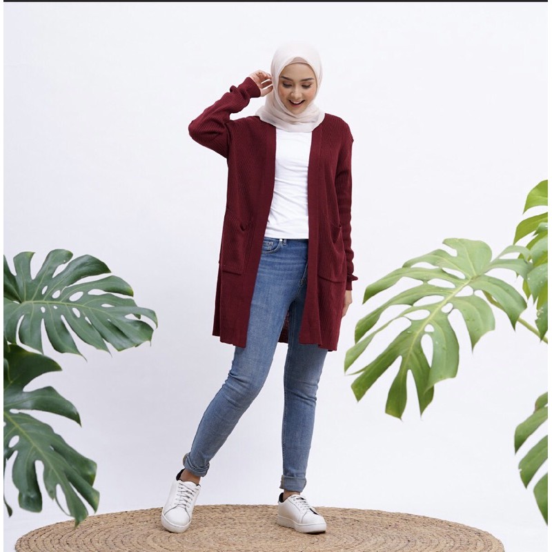 LUMA LONG CARDI | cardigan rajut panjang, soft knit cardigan-5