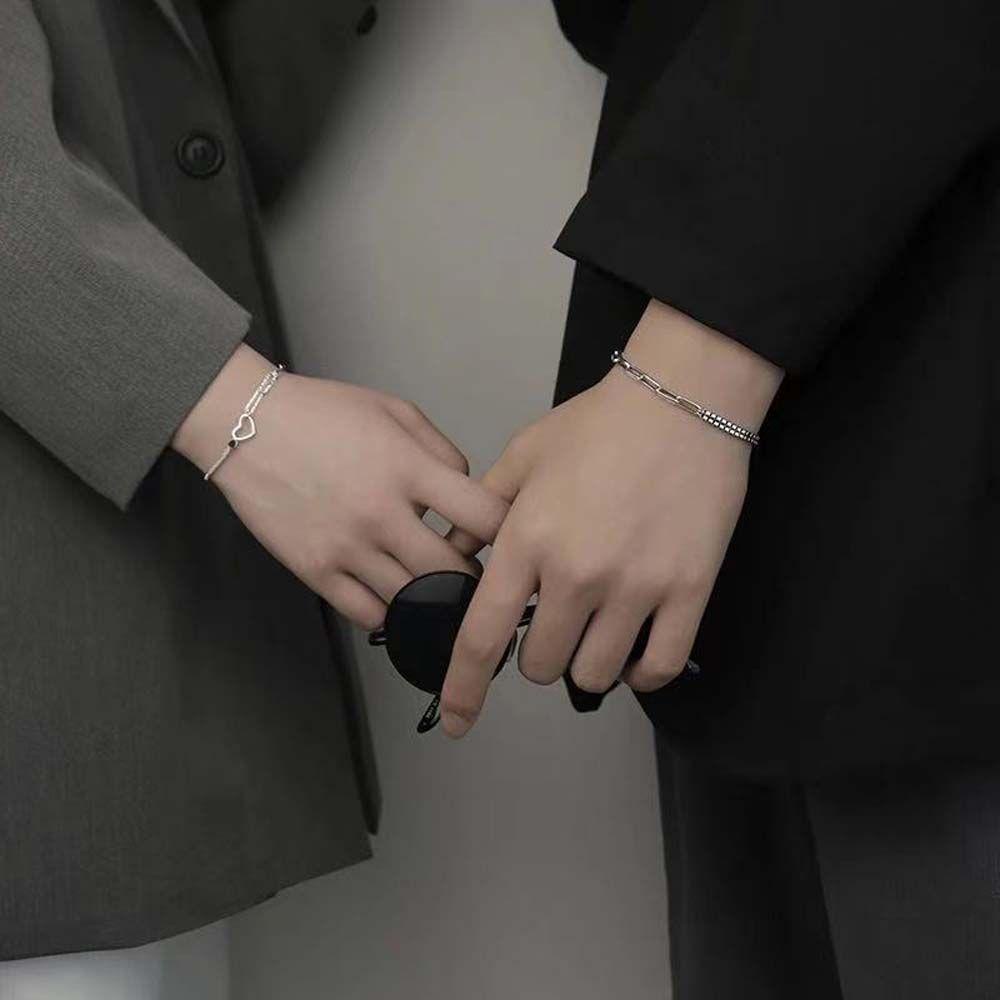 NICKOLAS1 Gelang Couple Punk Elegan Pecinta Rantai Untuk Pria Temperamen Wanita Gelang Tangan