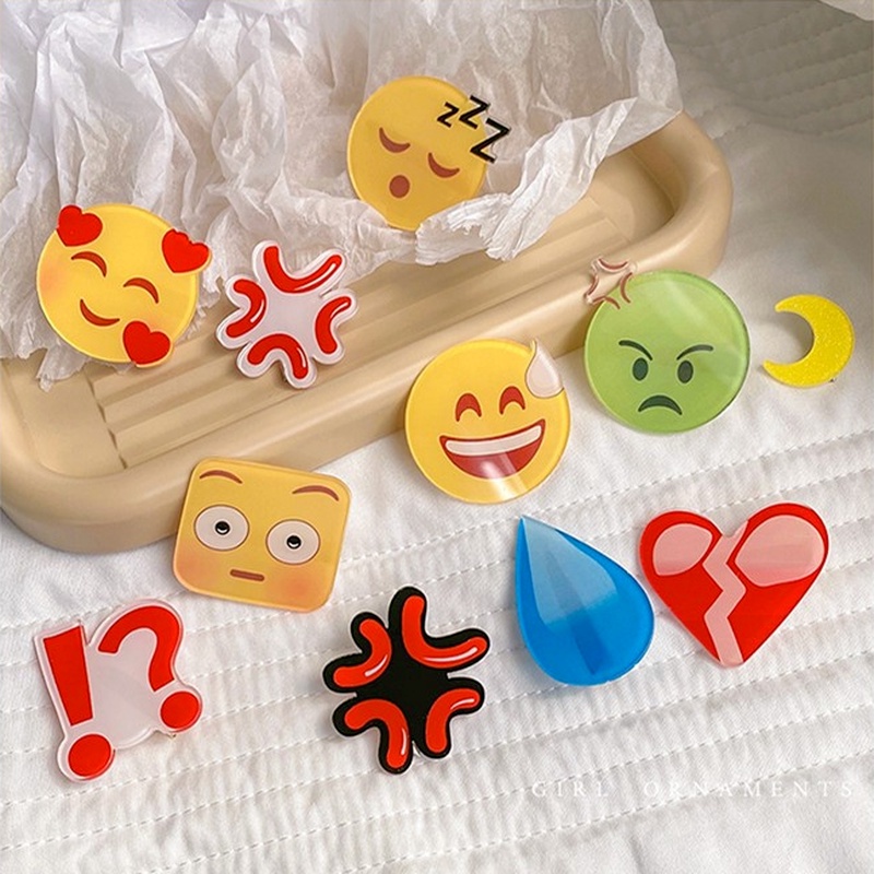 We Flower Jepit Rambut Bobby Pin Motif Kartun Emoji Angry Happy Untuk Anak Perempuan