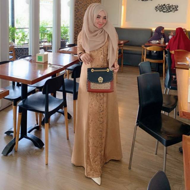 Gamis suede borkat import cina original shellasaukia