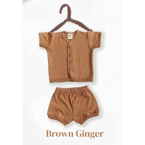 Libby Comfy Set Setelan Pendek / Libby New Born 1 Pasang 0-3 3-6 6-12 Bulan / Libby Baby / Baju Bayi-Brown Ginger