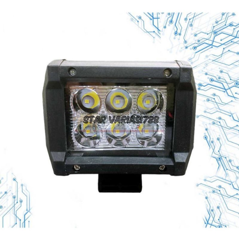 Lampu tembak 6 mata led lampu tembak sorot 6 titik kotak 6 sisi cree 18 w