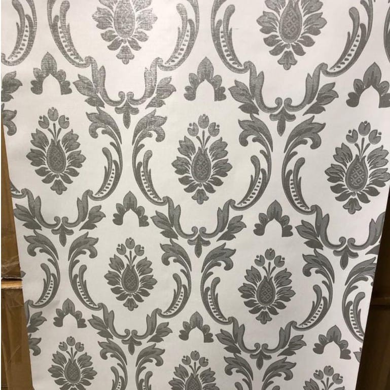 WALLPAPER STIKER DINDING MOTIF BATIK SILVER MEWAH NEW ARRIVAL