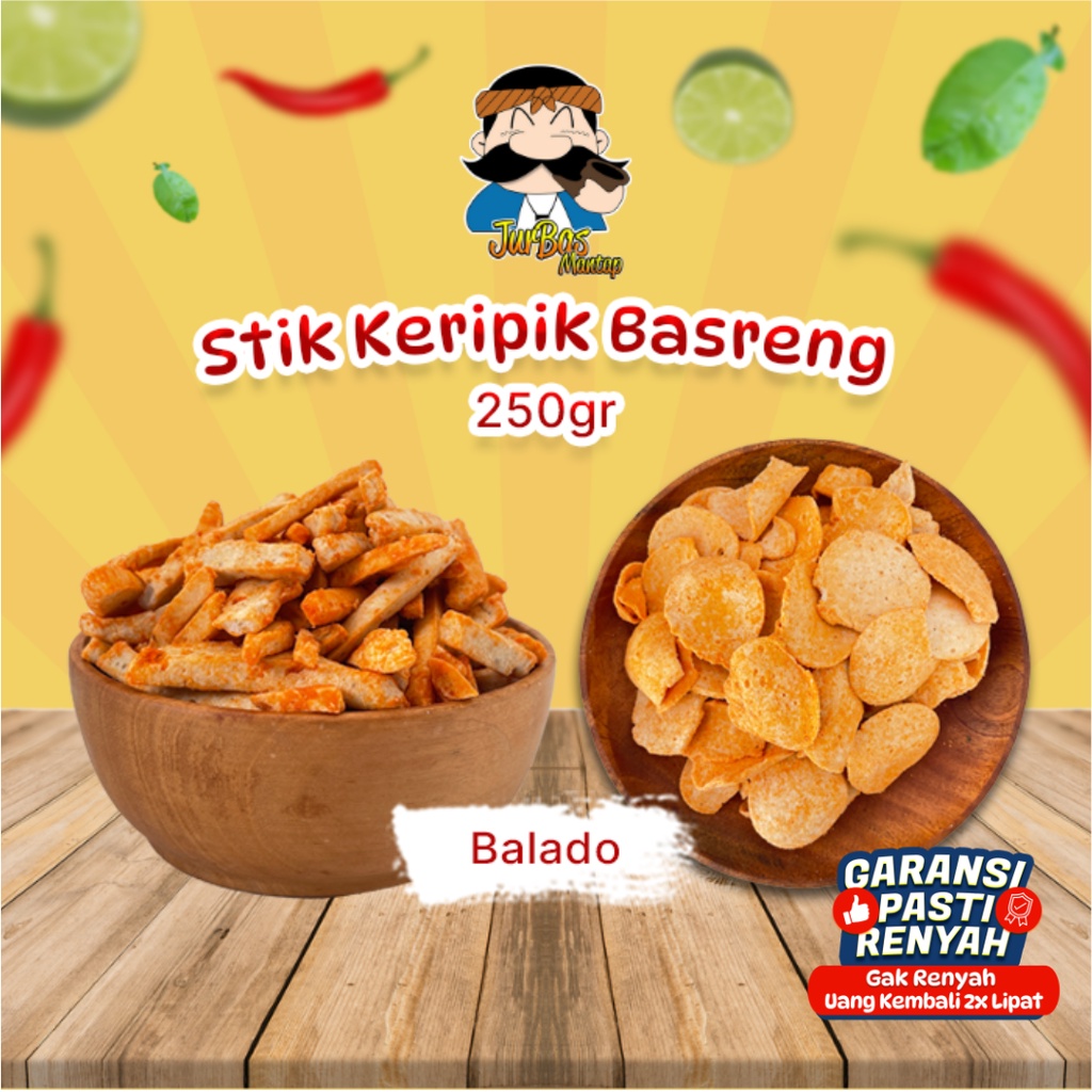 Basreng Balado Ukuran 250gr Stik Keripik Makanan Ringan