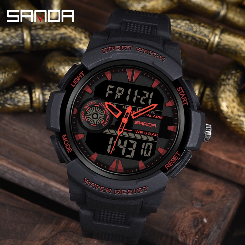 SANDA 6002 Jam Tangan Pria Digital Analog Tali Rubber Shockproof Anti Air WATCHKITE WKOS