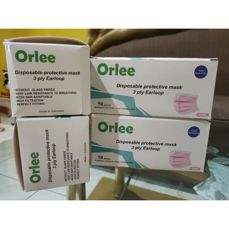 Masker 3Ply Earloop  Orlee Pink