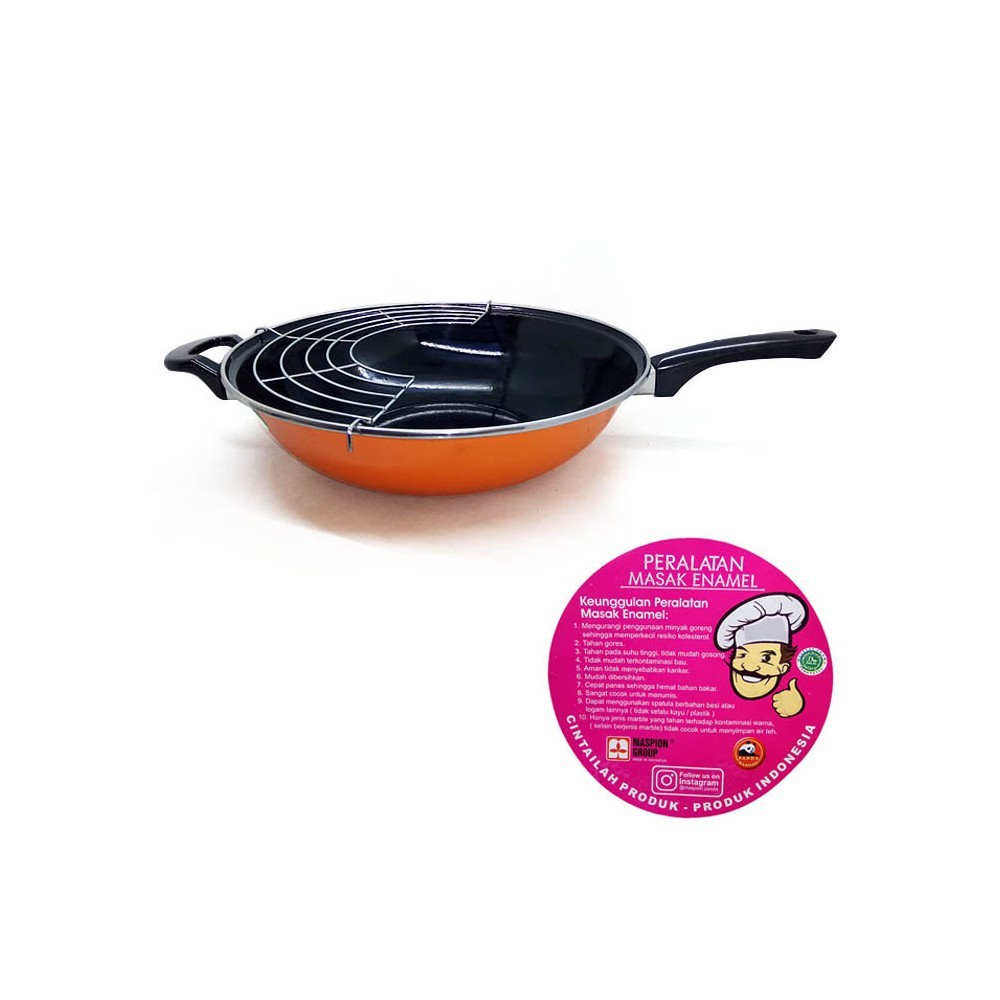 Maspion Wajan Stirfry Ceria 33cm tutup kaca - random colour - anti lengket / wajan teflon