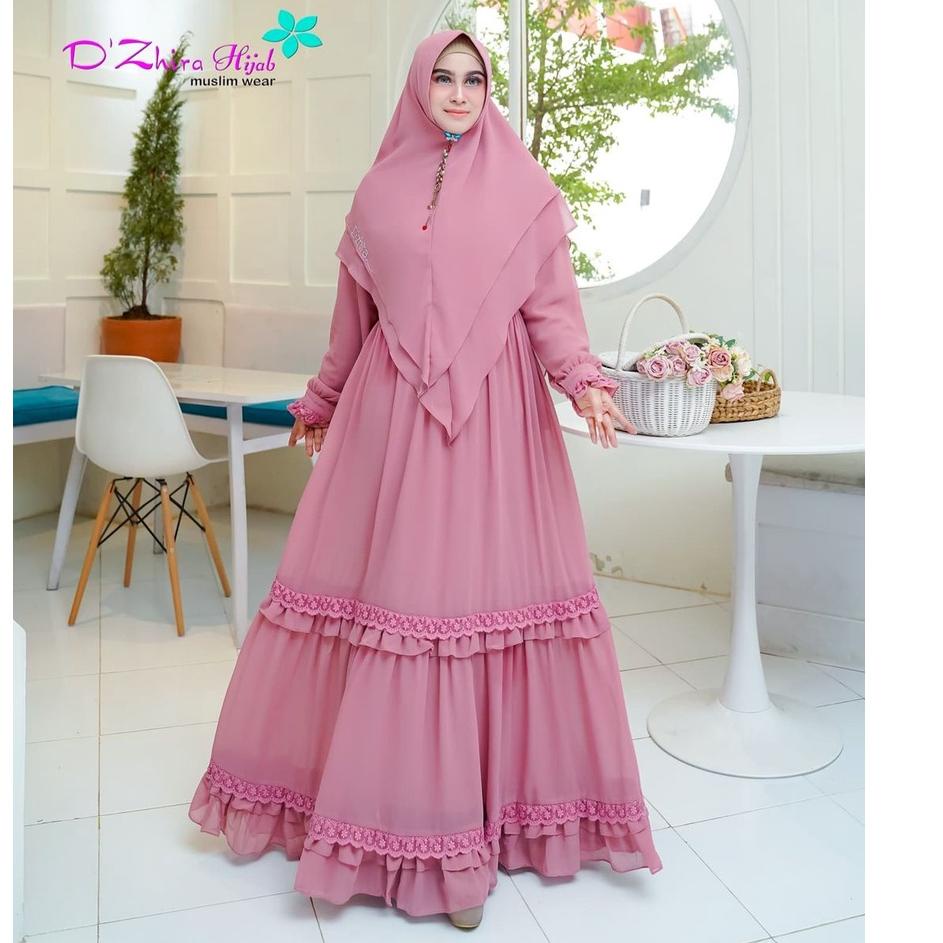 Kinara Syari Gamis Syari Ceruty Ootd Wanita Set Hijab Baju Wanita Jumbo Gamis Renda Setelan Wanita M