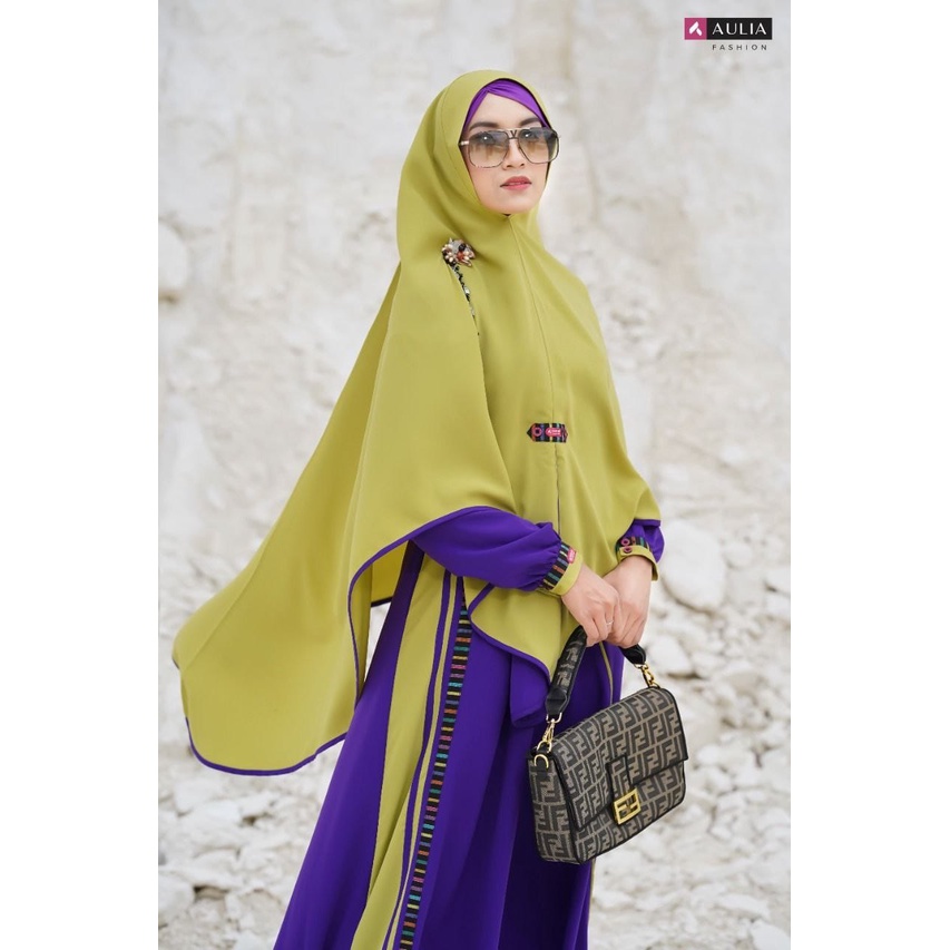 SET GAMIS AULIA FASHION ANNASYA VIOLET AVOCADO