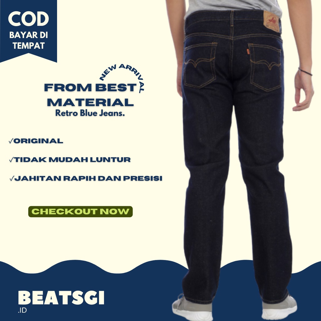 Celana Jeans Pria Panjang Denim Cowok Murah Reguler Standar Premium Celana Lea Laki Laki Biru Dongke