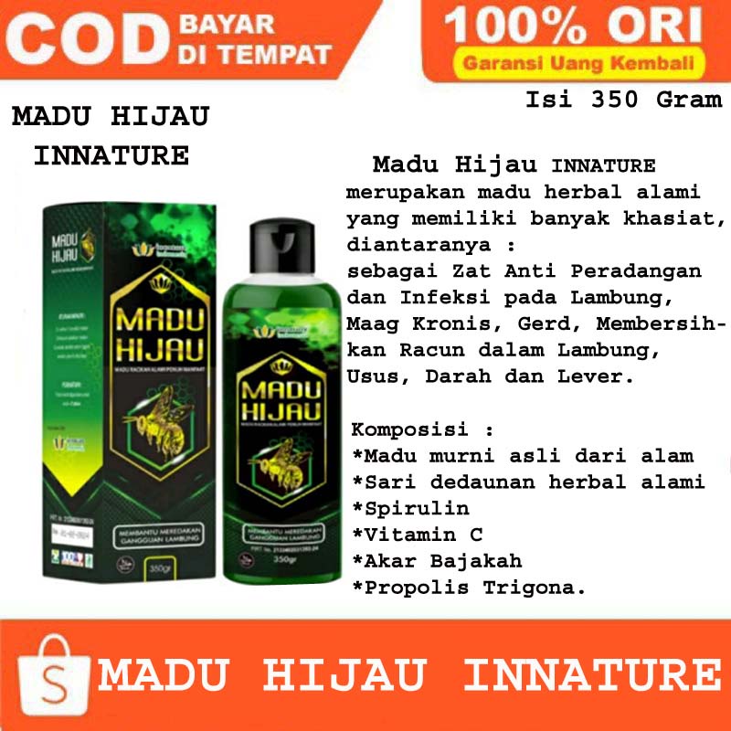 Madu Hijau Innature / Madu Herbal Lambung Asli 350 Gram / Madu kesehatan Lambung / Madu Hijau Innatu