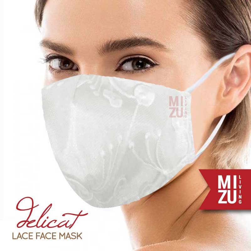 [SALE] MIZU DELICAT Lace Face Mask Embroidery Masker Renda Kain Organza Bordir 3Ply Cuci REUSABLE