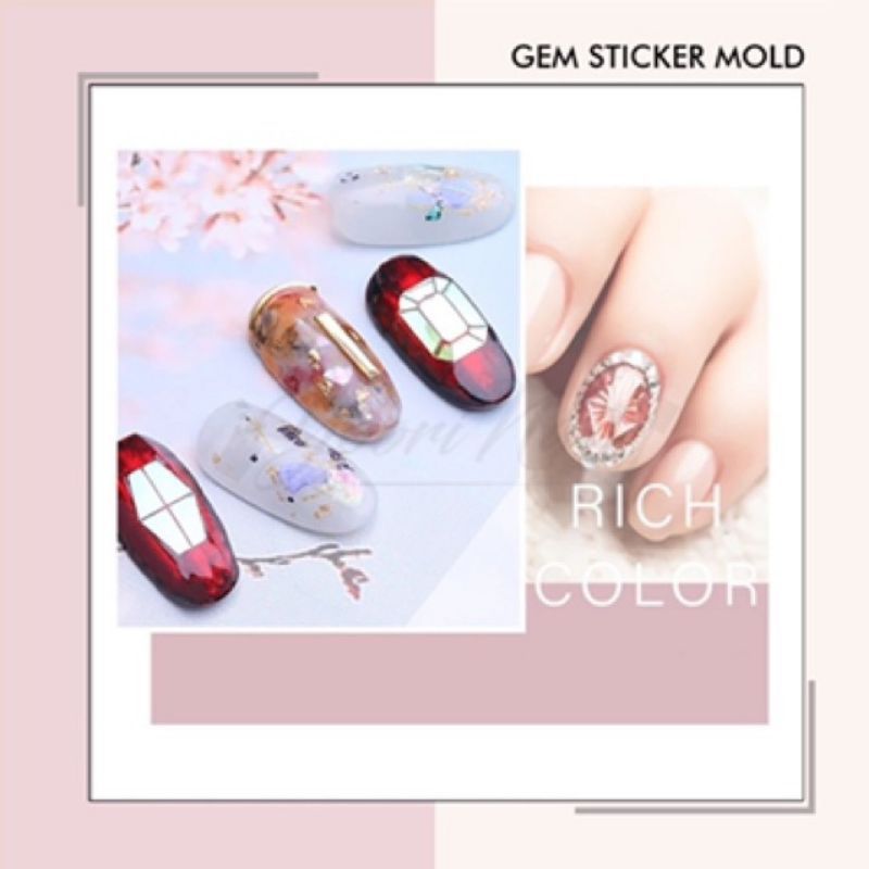 Gem sticker printing mold nail art gel gem effect transparant model nails