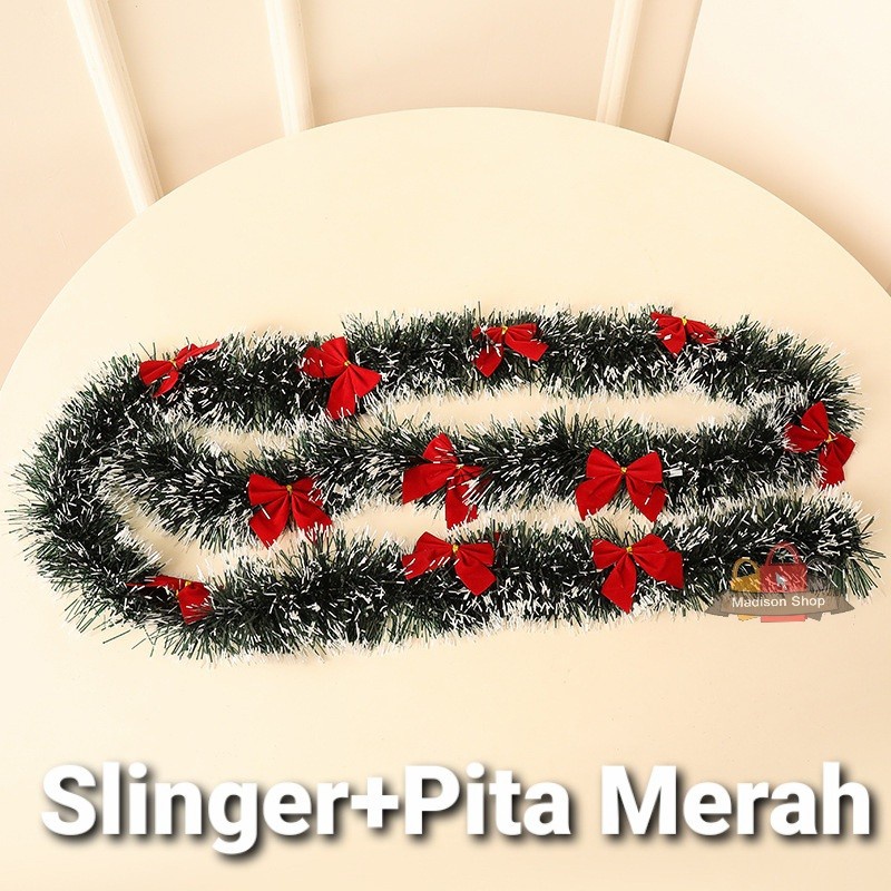 Slinger Natal Paket Pita Murah Dekorasi Natal Hiasan Garland Parsel