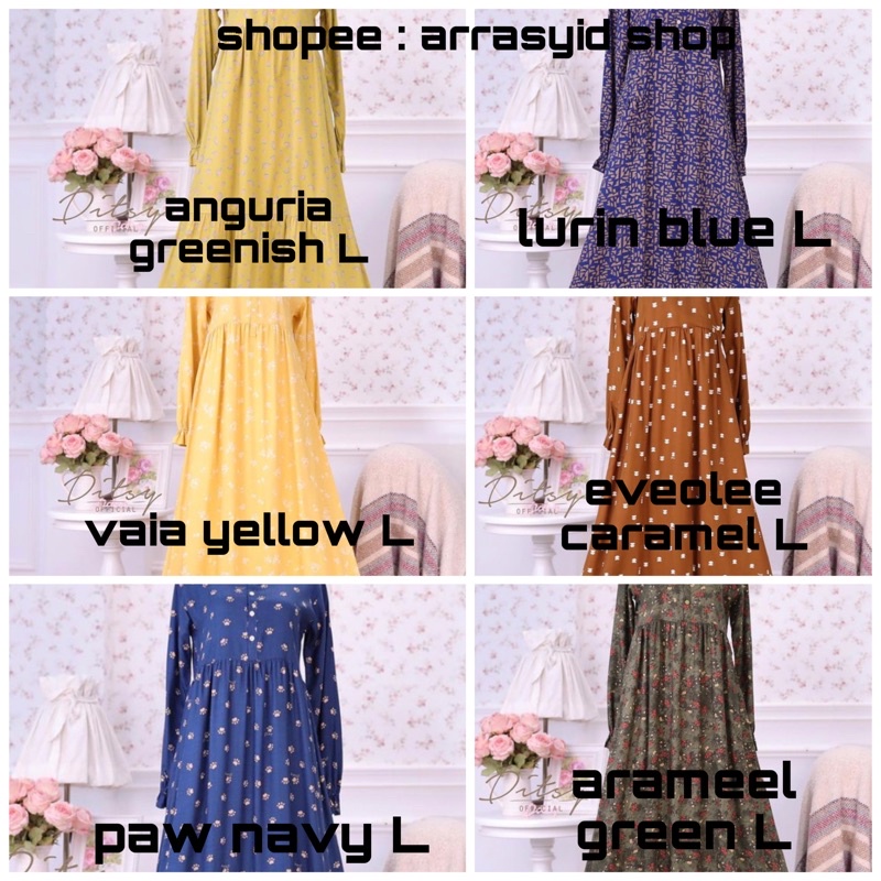 Ditsy edisi juni 2022 paw navy, eveolee caramel, arameel green, lurin blue, vaia yellow, anguria gre