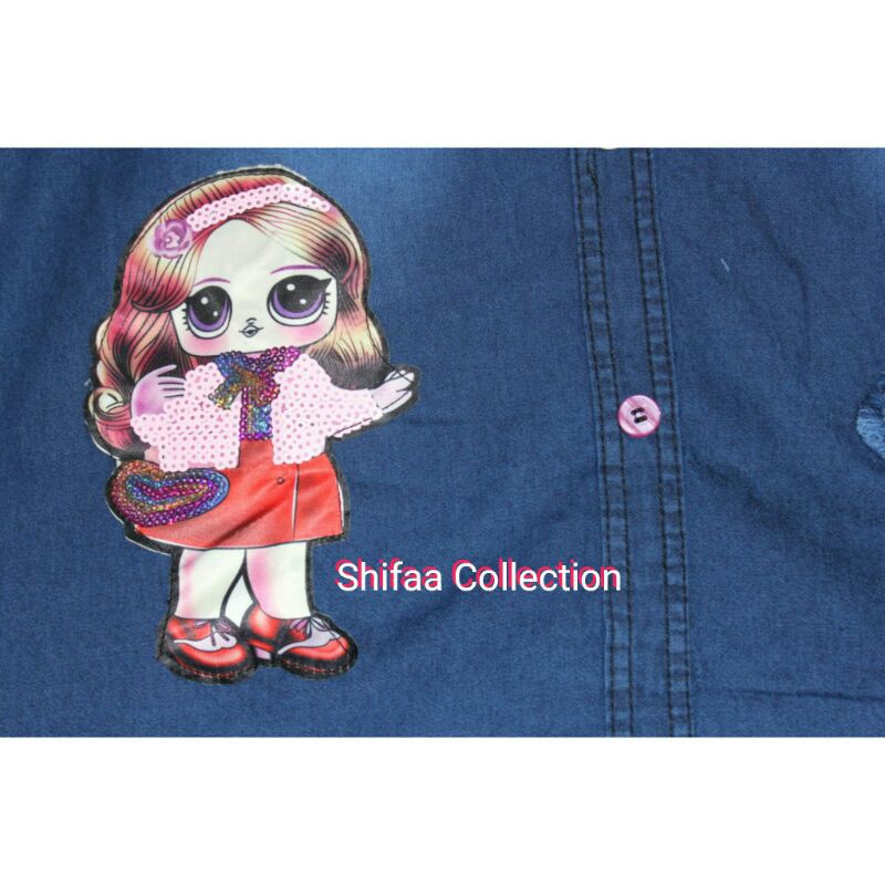 Rok Jeans Anak / Rok Panjang / Rok Jeans / Rok Anak Perempuan / Rok Jeans Karekter Boneka LOL LED Size 4. 5. 6