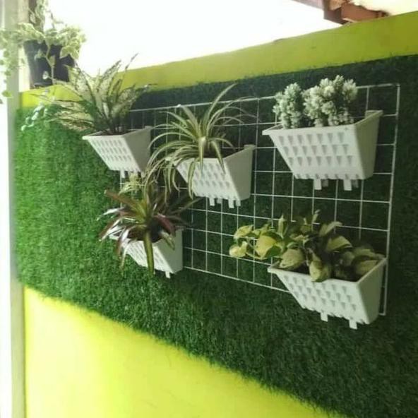 RAM BESI PUTIH 1 POT GANTUNG AGRO RAK POT DINDING/TEMPEL - HIJAU