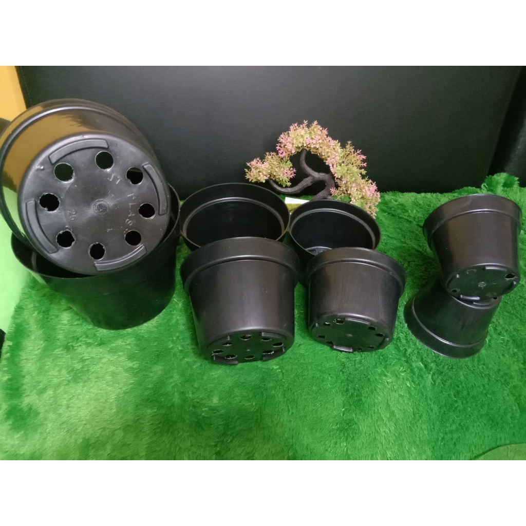 Pot tanaman bunga hitam SATUAN ukuran 15 17 20 dan 25