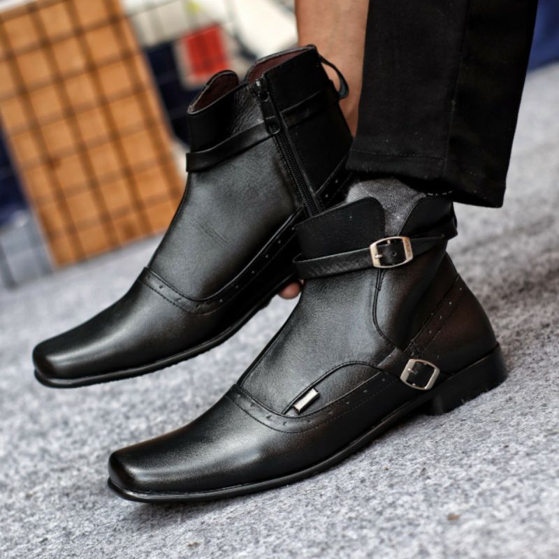 CEVANY PACUAN (KULIT ASLI) - Sepatu Kulit Boots Koboy Pantofel High Formal Pria Jungle Boots