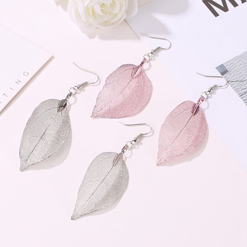 Natural Real Leaf Earrings New Fashion Gold And Silver Big Statement Earrings For Women Tree Earrings