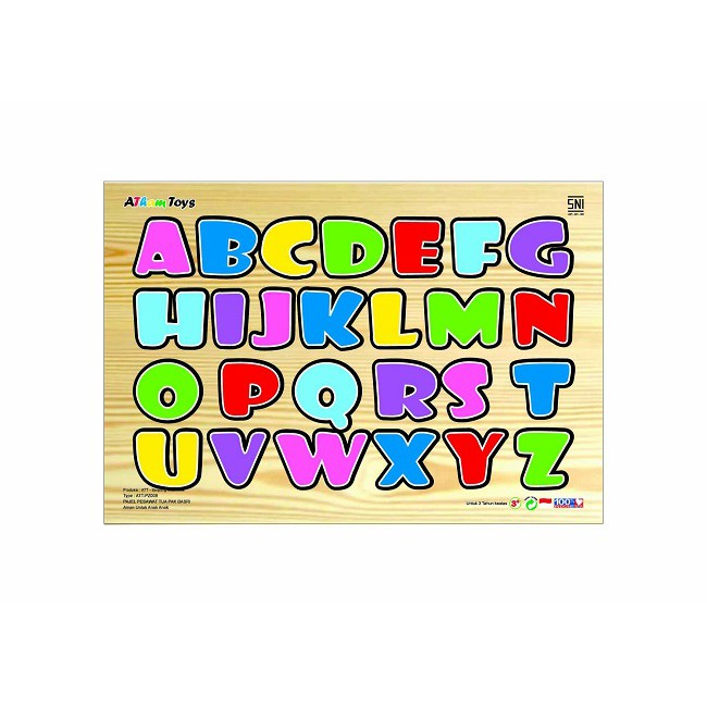 Puzzle Huruf Besar, mainan edukatif edukasi kayu anak SNI murah