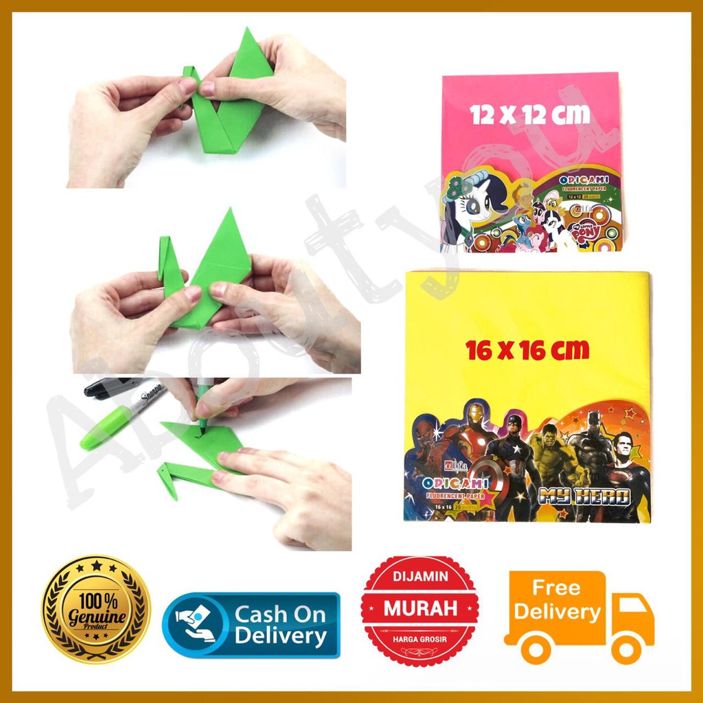 

Kertas ORIGAMI lipat 16x16 cm warna 2 sisi promo murah berkualitas