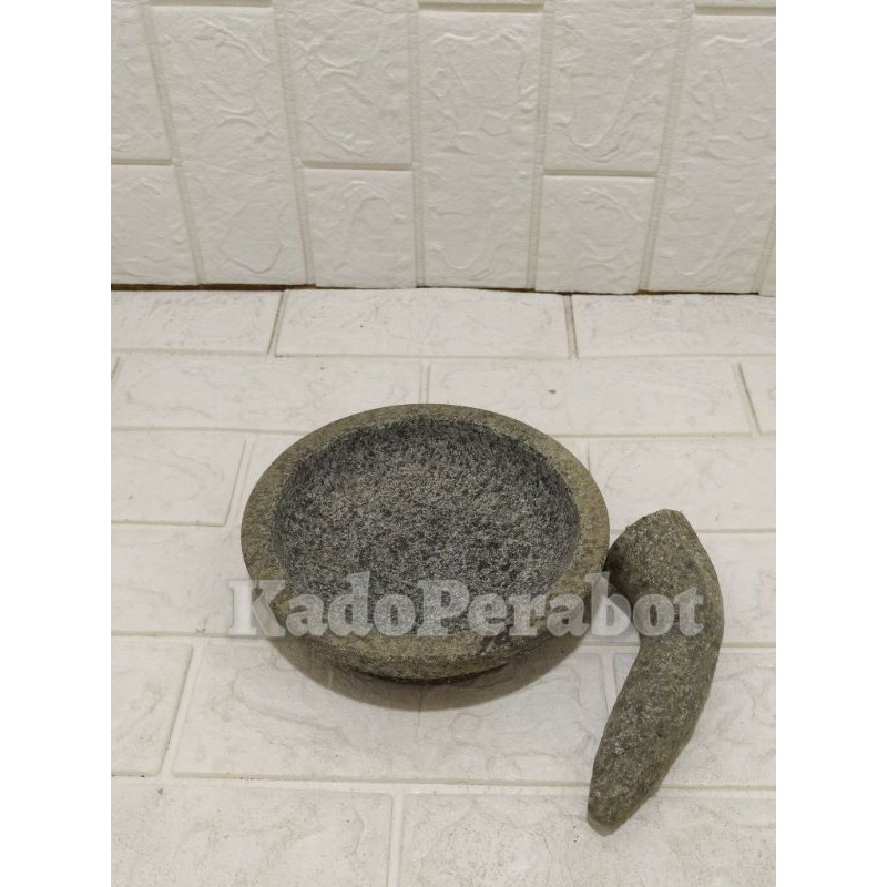 cobek 18cm - cobek batu asli - cobek batu bubut asli- ulekan batu asli