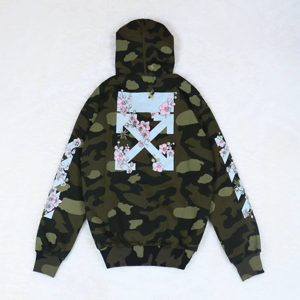 JAKET SWEATER HOODIE BS OF WHITE FLOWER CAMO UNISEX PREMIUM QUALITY