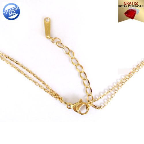 PROMO Gratis Kotak Perhiasan - Kalung Titanium Anti Karat Selamanya Stefan1 Kalung Wanita Model 2 Layer Diamond New - Lovelybutik