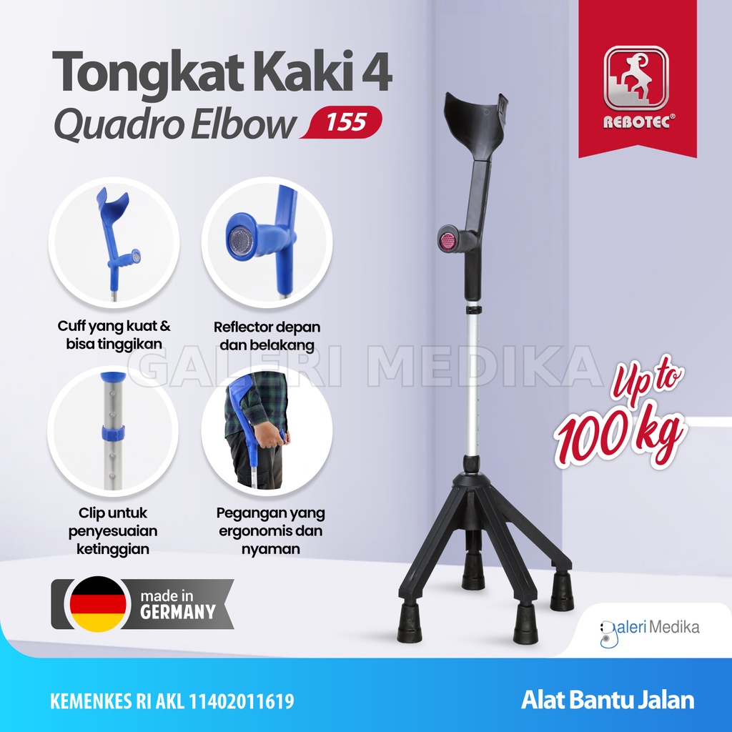 Tongkat Kaki 4 Rebotec Quadro Elbow 155 - Tongkat Bantu Jalan