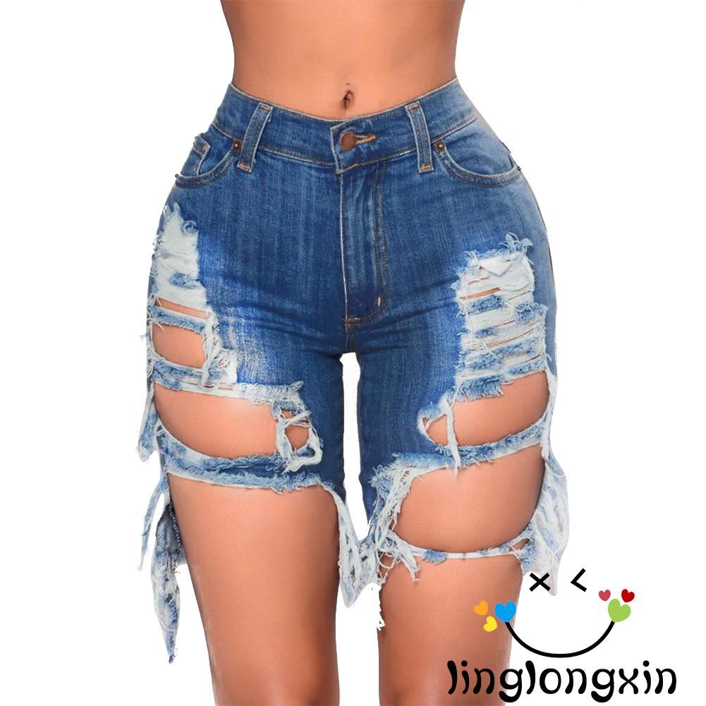 jean biker shorts