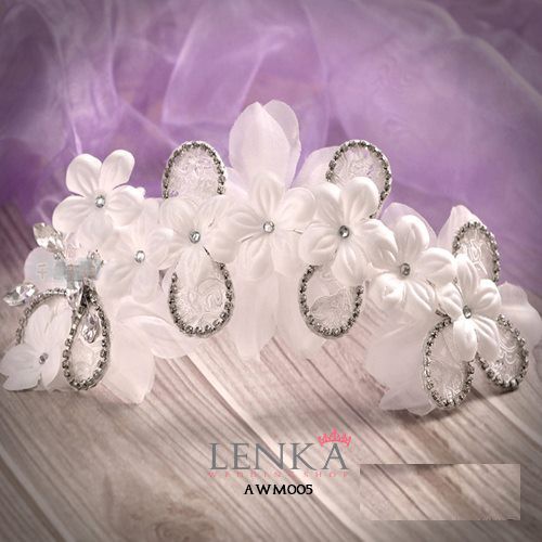 [BISA COD] AKSESORIS RAMBUT PENGANTIN HEADPIECE PESTA LACE PUTIH AWM005