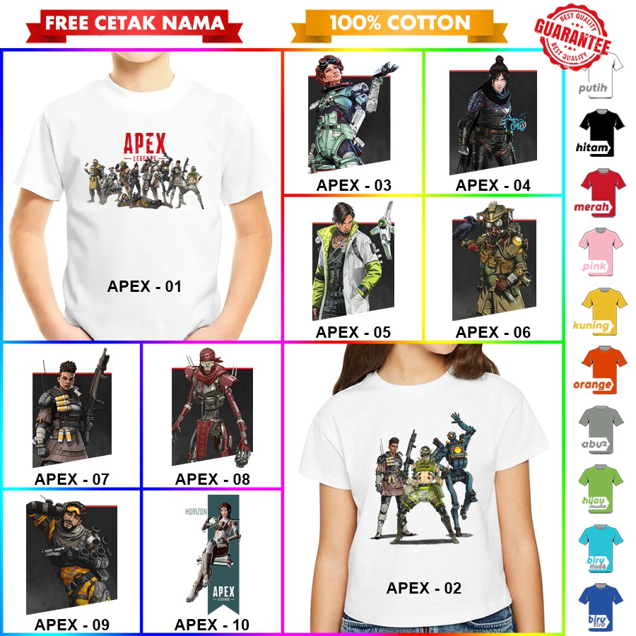 [FREE NAMA!!] Baju Kaos ANAK DAN DEWASA APEX LEGENDS BANYAK MOTIF