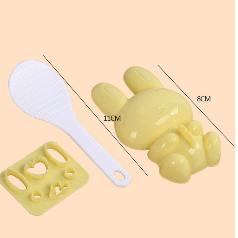 Set Isi 3 Cetakan Nasi Kelinci - Cetakan Nasi Bento Kelinci - Rabbit Mold - Cetakan Bekal Bento Anak - Cetakan Nasi Bentuk Bunny Lucu - Cetakan Nasi Bungkusan