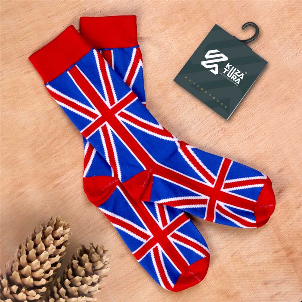 KAOS KAKI PRIA PANJANG BIRU MERAH BENDERA INGGRIS ORIGINAL KASUAL 623