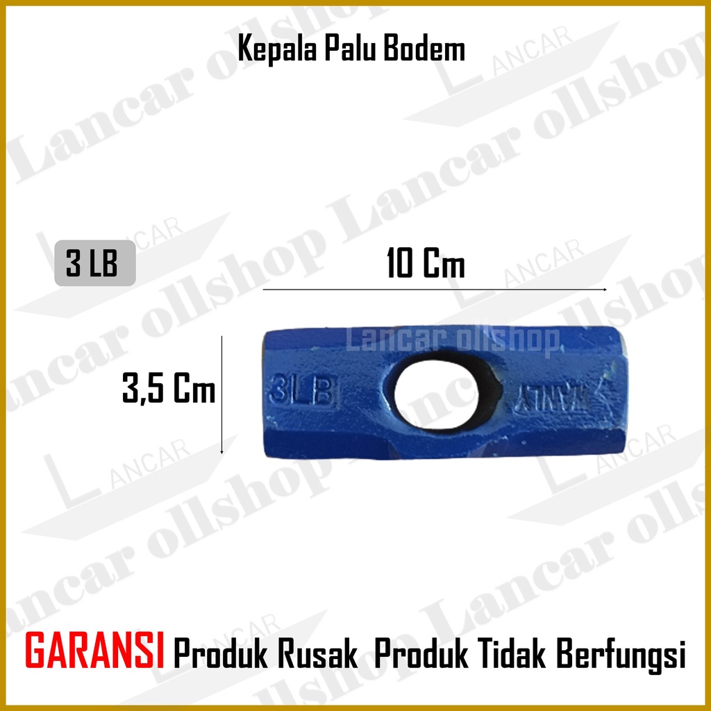 Palu Besi Kepala Bodem Bogem Godam Batu Tanpa Gagang Kayu Fiber 3 Lb Murah