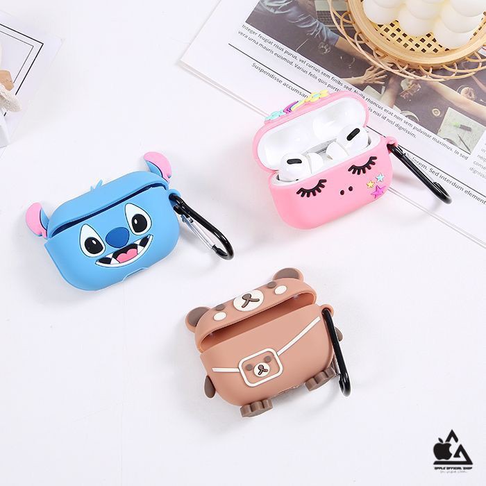 Silicone CASE 3D LUCU APPLE AIRPODS PRO MOTIF KARAKTER KARTUN CARTOON Softcase Pouch Cover Kaitan Cantolan