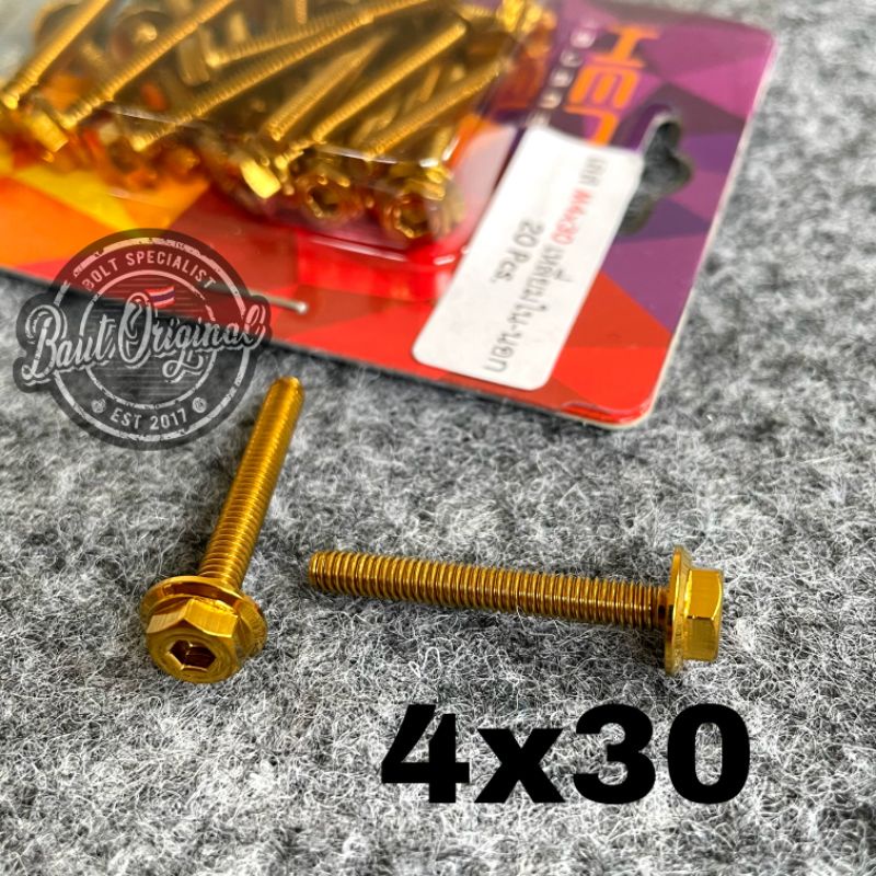 baut probolt 2kunci 2 kunci stainless 4x30 drat 6 panjang 3 cm original heng thailand gold