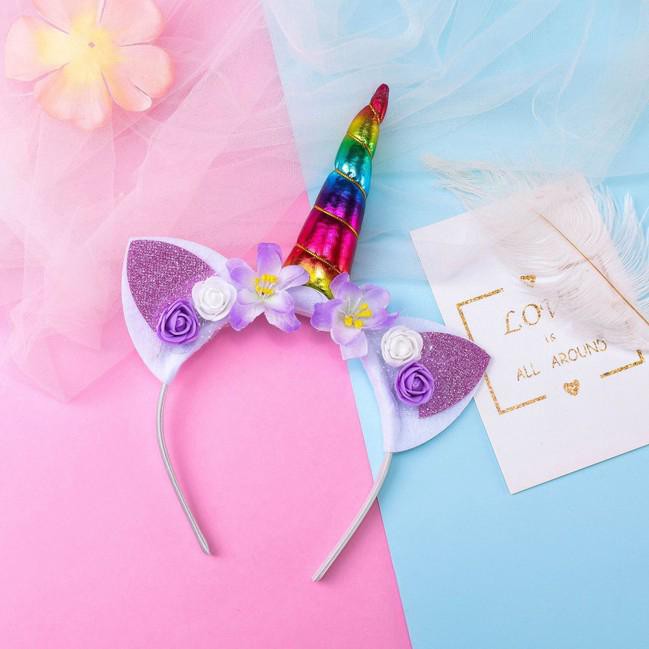 Bando Unicorn Bunga Untuk Pesta Tuan Putri Anak Perempuan Cantik Lucu Telinga Kucing Pegasus