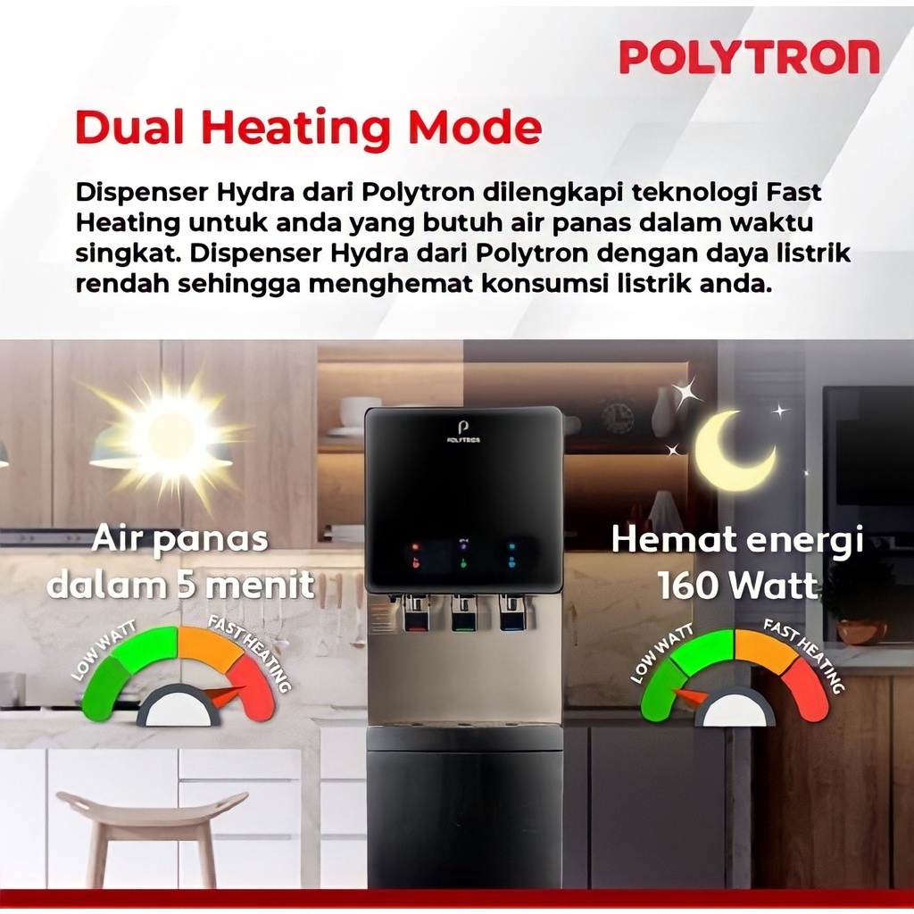 Polytron Dispenser Galon Bawah Hydra dengan UV PWC 778XUV - Hitam