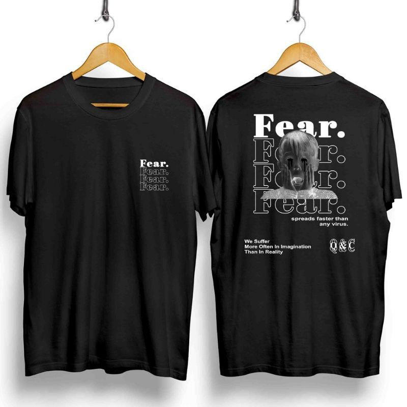 Fourfashion Kaos Pria Kaos Distro FEAR FEAR Black CN878